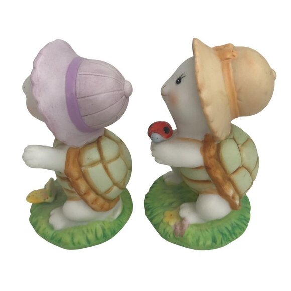 Vintage Homco Turtles Lot of 2 Bisque Porcelain Anthropomorphic Spring Figurines - Picture 6 of 7